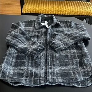 Banana Republic Women's Gray Plaid Shacket